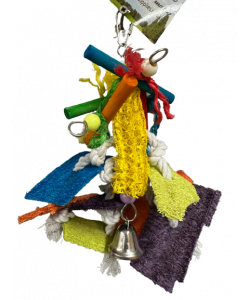 Parrot-Supplies Chaos Sisal & Loofah With Bell Parrot Toy